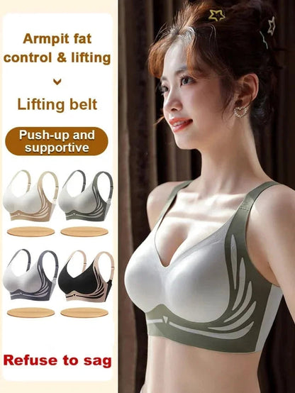 Buy 1 Get 3 FREE | London-Paris Premium Designer Edition Anti-Sagging Mega Lift Padded Wireless Bra